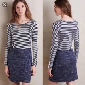 Dolan Left Coast Collection Striped Knit Dress Navy White Long Sleeve XL‎